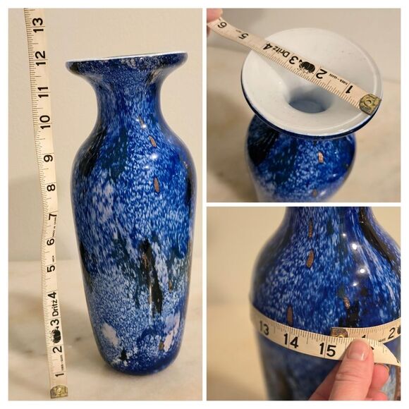 Badash Starry Night Blue Vase Murano Style - Picture 5 of 7